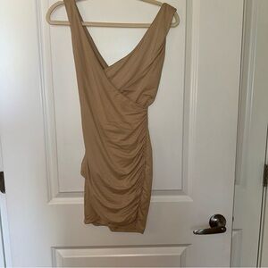 Elegant Tan Sleeveless Dress